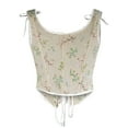 thumbnail image 3 of Patlollav Womens Eyelet Lace-Up Floral Print Fishbone Court Vintage Corset Straps Tank Tops Blue S-XXL, 3 of 6