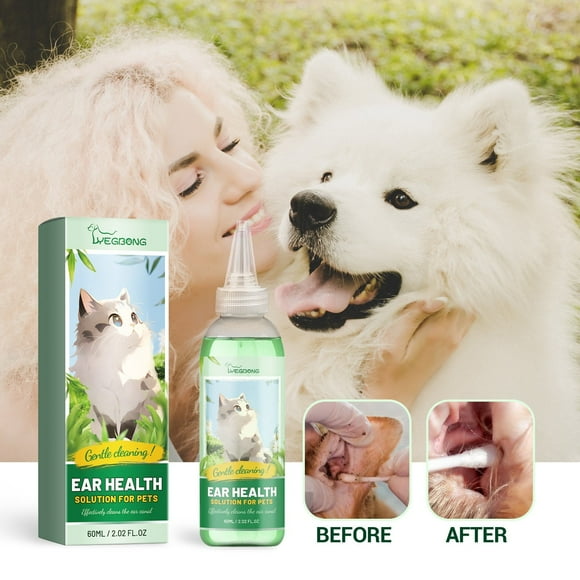 XINQITE 60ml Pet Ear Cleanser - Advanced Formula for Dog & Cat Ear Infections, Effectively Removes Mites & Prevents Recurrence, Gentle Yet Powerful Ear Cleaning Solution