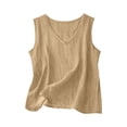 thumbnail image 2 of Cotton Linen Tank Tops for Women V Neck Loose Casual Sleeveless Summer Lightweight Blouses Earthy Yellow S, 2 of 4