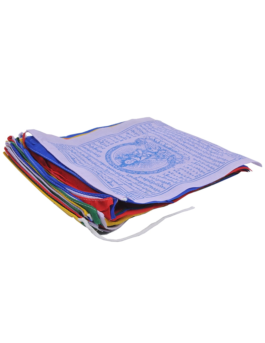 The Collection Royal Tibetan Prayer Flags Outdoor, Zen Flag, Colorful Buddhist Banner, Chakras Flags, Sacred Geometry Flag, Made in Nepal Wind Horse Flag, Traditional Mantras  (White Tara)