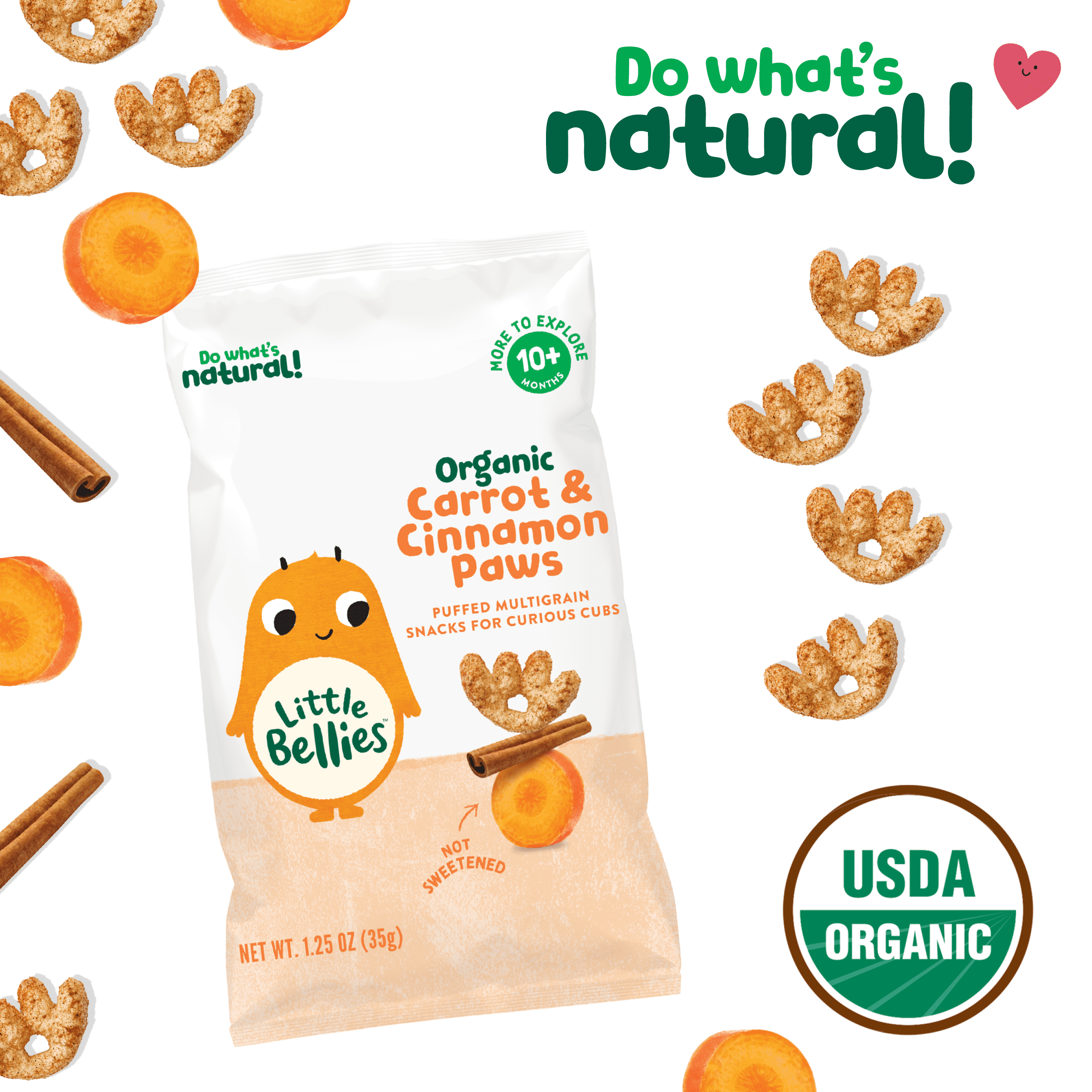 Little Bellies Organic Carrot & Cinnamon Paws, 1.25 oz
