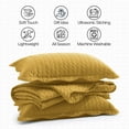 thumbnail image 5 of Ameha Pack of 2 Leaf Embossed Reversible 2 Quilt Set with 4 Pillow Shams Ultra Soft Microfiber Bedding Set California king Ochre, 5 of 8