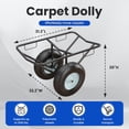 thumbnail image 7 of Reykilor Portable Carpet Dolly with Pneumatic Wheels, Carpet Cart for Lumber, Pipes & Large Material Rolls, 31"L x 22"W x 20"H 1000 lbs Capacity Black, 7 of 7