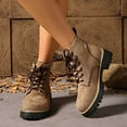 thumbnail image 5 of Lovzfmll Ankle Boots for Women, Chunky Heel Military Boots Chunky, Low Heel Lace Up Round Toe Fall Booties Motorcycle Brown Boots, 5 of 9
