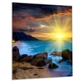 thumbnail image 2 of Designart 'Bright Yellow Sun over Blue Waters' Metal Wall Art, 2 of 3