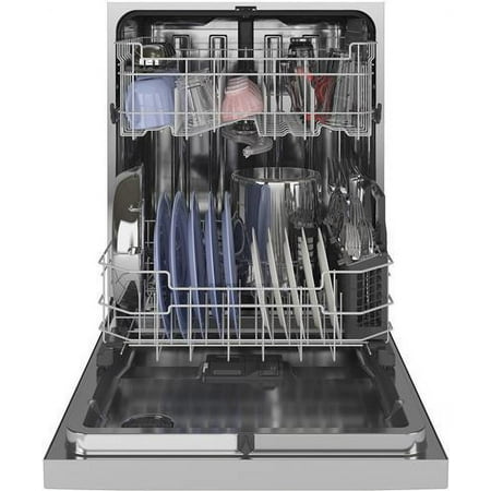 GE - Top Control Built-In Dishwasher with Stainless Steel Tub, 48dBA - Stainless steel