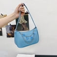 thumbnail image 4 of Bolso de hombro Hugo para mujer y niña informal PU axilas fiesta Azul monedero de paja, 4 of 8