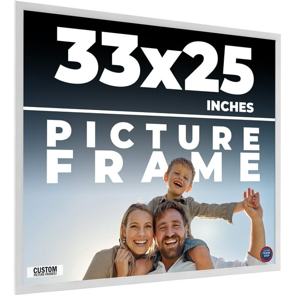 33x25 Frame White Real Wood Picture Frame Width 0.75 inches | Interior Frame Depth 0.5 inches |