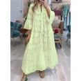 thumbnail image 3 of Women'S 2025 Lace Eyelet Embroidery Maxi Dress V-Neck Trumpet Sleeve Boho Flowy Swing Dress Light Yellow XXL, 3 of 7
