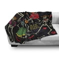 thumbnail image 3 of Skeleton Soft Flannel Fleece Throw Blanket, Dia de los Muertos Fiesta Themed Image with Sugar Skulls and Mexican Elements, Cozy Plush for Indoor and Outdoor Use, 50" x 70", Multicolor, by Ambesonne, 3 of 6