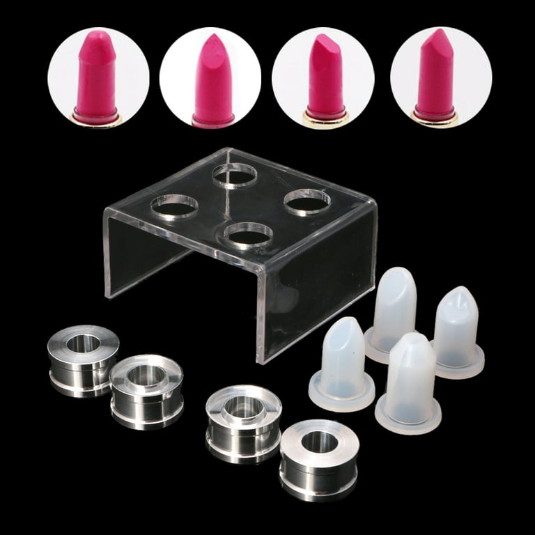 9PCS Silicone Lipstick Mold Mould with Metal Ring and Stand Set