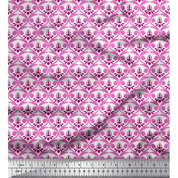 Soimoi Rayon Fabric Ogee Damask Print Fabric by Yard 42 Inch Wide