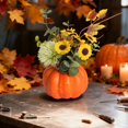 thumbnail image 5 of Artificial Pumpkin Tabletop Centerpiece, Fall Mini Pumpkin Arrangement with Sunflower Maple Leaves Berry, Harvest Faux Pumpkin Desktop Decor, Farmhouse Thanksgiving Small Artificial Pumpkin Bouquet, 5 of 5