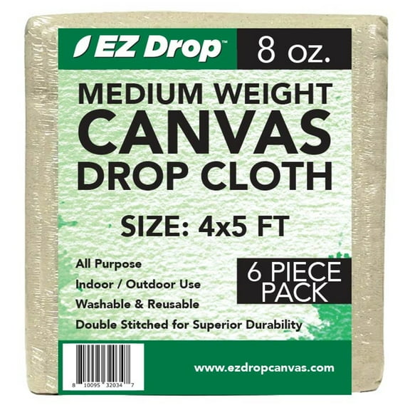 4 ft. x 5 ft. Canvas Dropcloth - 8 oz. - 6 pack