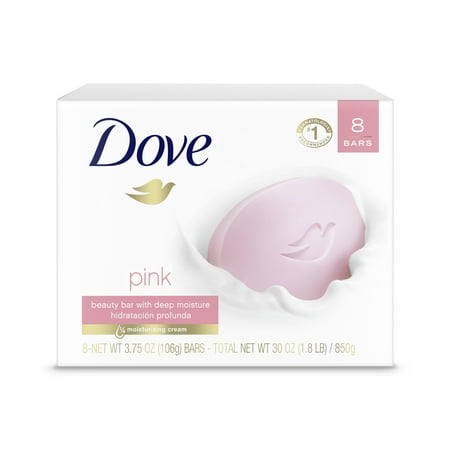 Dove Beauty Bar Women's Bath Soap Gentle Pink Rosa Moisturizing All Skin, 3.75 oz 8 Bars