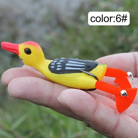 LAOSR Fishing Lures Saltwater Freshwater Fishing Gear for Bass Trout Salmon 1 PCS Propeller-Flipper-Duck-Fishing Lure-Ducking Fishing Frog-Lure 9.5cm
