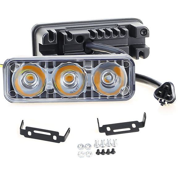 Universal 2pcs Car Daytime Running Light 3 LED White DRL Amber Turn Signal Front Fog Lamp Reaction Time Spare