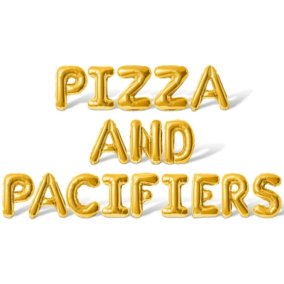 Letter Balloons - PIZZA AND PACIFIERS 16" Inch Alphabet Letters Foil Mylar Balloon Baby Shower Party Banner (Gold)