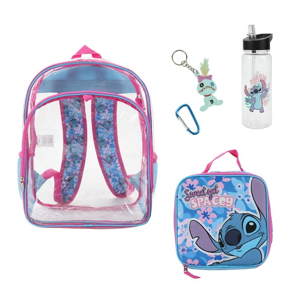 Set de mochilas Bioworld Lilo & Stitch Clear 16" Azul Celeste