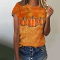 thumbnail image 4 of VKOYWKM Happy Thanksgiving Shirts Women Pumpkin Graphic Short Sleeve Fall T-Shirt Casual Crew Neck Loose Fit Blessed Tops Thanksgiving Halloween Shirt, 4 of 5