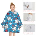 thumbnail image 6 of Blue Stars and Baseballs Pattern Blanket Hoodies for Kids 6-13YR Oversize Wearable Blanket Hoodies for Boys Girls Teens, 6 of 7