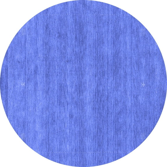 Ahgly Company Machine Washable Indoor Round Abstract Blue Contemporary Area Rugs, 7' Round