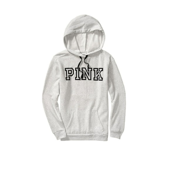 Victoria’s Secret Pink Everyday Lounge Campus Pullover Hoodie Sweatshirt Heather Gray Size Large NWT