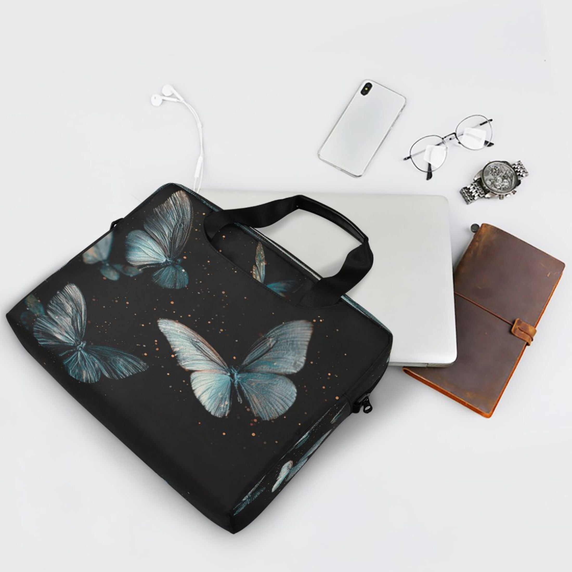 Laptop Bag Laptop Briefcase 15.7 x 3 x 11.8 Inches Laptop Bag Briefcases Laptop Storage Travel Laptop Bag Work Laptop Bag Blue Butterfly