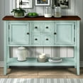thumbnail image 2 of Buffet Cabinet Sideboard, 46" Dining Room Console Table w/ 4 Storage Drawers, 2 Cabinets, 1 Bottom Shelf, Buffet Server Cabinet, Kitchen Console Table Home Furniture Side Cabinet, Retro Blue, Q3726, 2 of 10