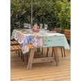 thumbnail image 2 of Outdoor Tablecloth with Umbrella Hole and Zipper, Easter Rectangle Table Cloth 54x80 Inch Waterproof Tablecloth, Spring Rabbit Ear Eggs Floral Butterfly Wooden Picnic Table Cover for Patio Camping, 2 of 7