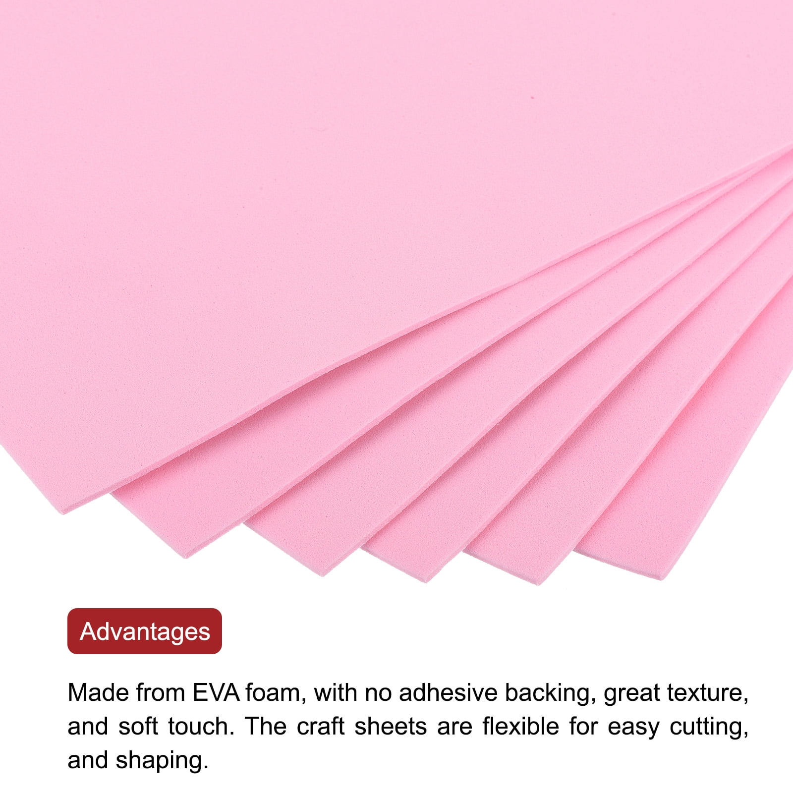 Uxcell 40 Pack EVA Foam Sheets Pink 7.8 Inch x 5.9 Inch 2mm Thick Crafts Foam EVA Sheets for Costumes, Crafts Projects