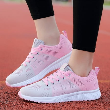 

HIBRO Women Mesh Solid Non-Slip Lace-Up Shoe Sneakers Casual Shoe Student Running Shoe