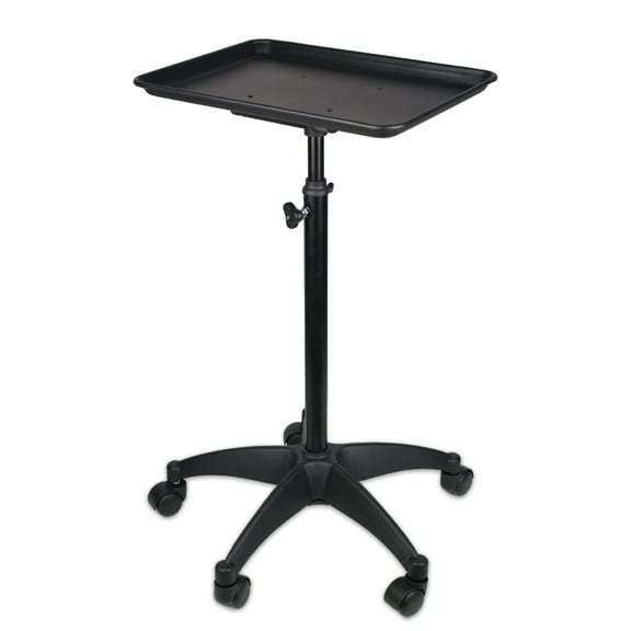 Rolling Salon Tray, Adjustable Salon Tray on Wheels, Premium Aluminum Tattoo Tray Cart for Salon Spa Clinic, Black