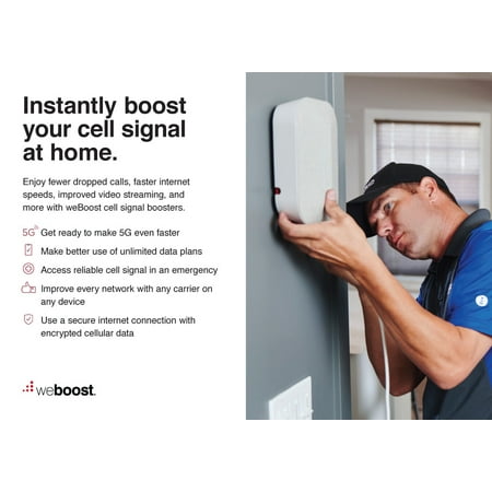 weBoost - Installed Home Complete Cell Signal Booster Kit with Professional Installation, Boosts 4G LTE & 5G for all US Carriers - Black