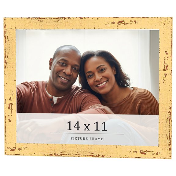 14x11 Frame Yellow Real Wood Picture Frame Width 1.25 inches | Interior Frame Depth 0.5 inches |