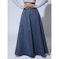 thumbnail image 5 of High Waist Button Front Flared Denim Skirt Medium Wash, 5 of 6