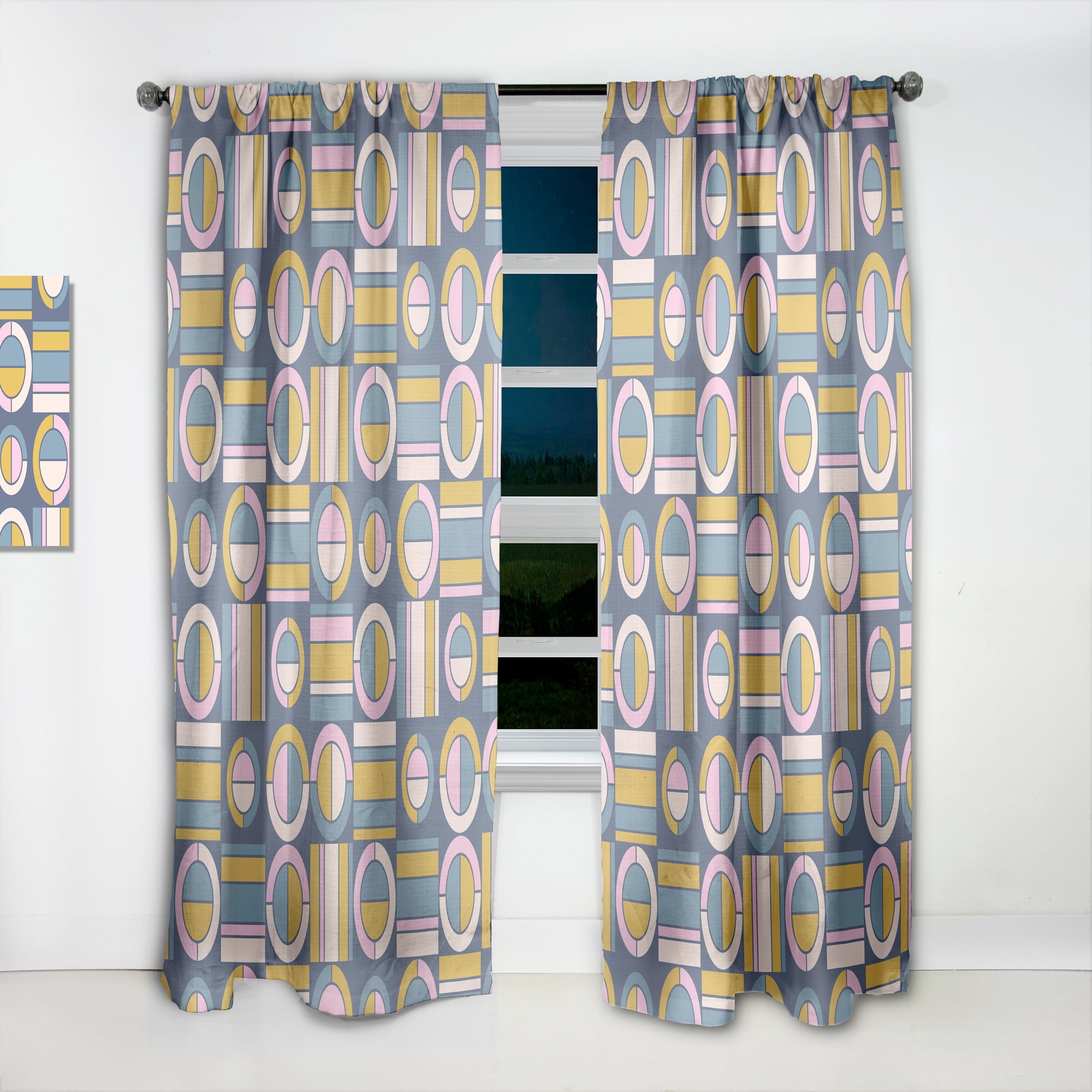 Designart 'Circular Design Retro Pattern I' Mid-Century Modern Curtain Panel