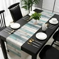 thumbnail image 5 of Turquoise Grey Wooden Table Runner Cotton Linen 48 Inch Holiday Dresser Scarves, Farmhouse Teal Wood Tablerunner for Kitchen Coffee Dining Bedroom Home Living Room Dinner Scarf Décor 13''x48'', 5 of 9