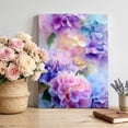 thumbnail image 1 of Canvas Wall Art, Pink Purple Floral Framed Canvas Prints for Bedroom Bathroom, Spring Hydrangea Flower Fantasy Botanical Gallery Wrapped Wall Decor for Home Office, Gifts, 11"x14" Ship Next Day, 1 of 5