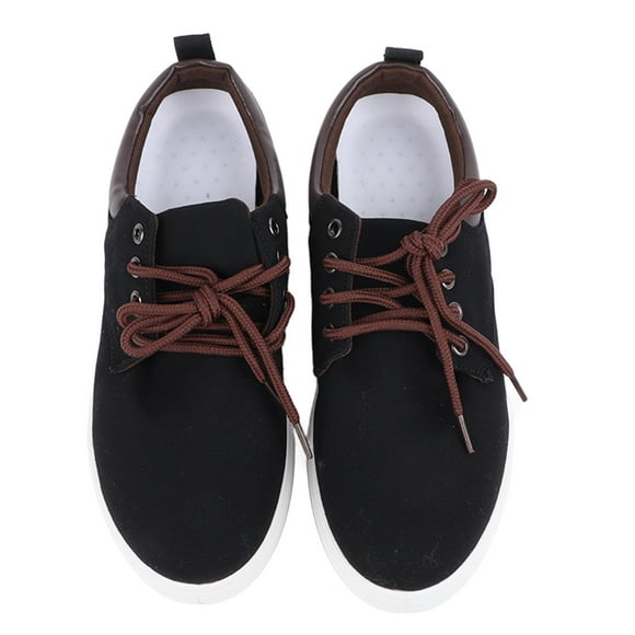 Zapatos planos de lona para hombre, suela de goma, modernos, informales, ajustados, de caña baja, para exteriores, color negro 42