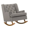 thumbnail image 3 of CorLiving Eleanor Fabric Tufted Timeless High Wingback Rocking Arm Chair with Wood Frame, Light Grey, 3 of 12