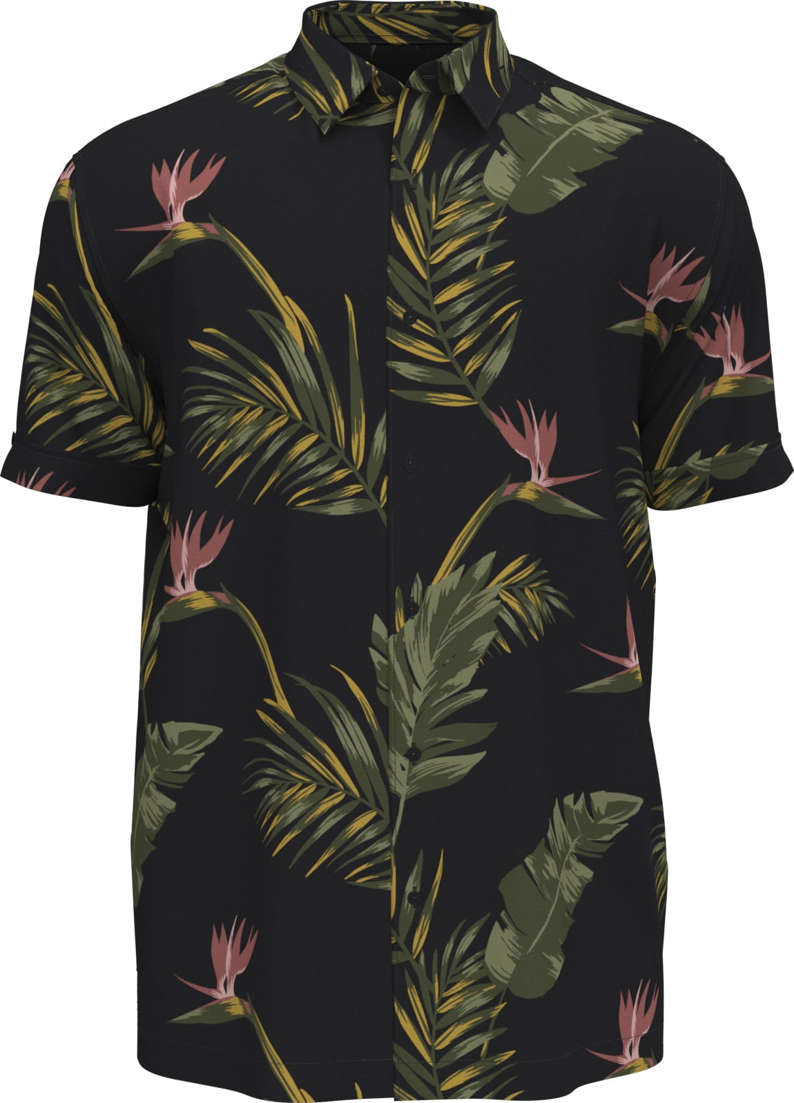 Cafe Luna Men’s and Big Men's Short Sleeve Tropical Bird of Paradise Print Camp Button-Down Shirt, S-5XL