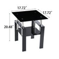 thumbnail image 5 of Tempered Black Glass Sofa Table, 2-Layers End Table with Storage, Living Room Side Table, 5 of 5