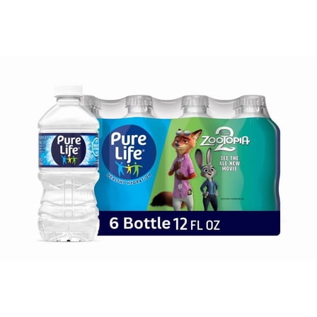 P'ure Life Purified Water, 12 fl oz, 6-Pack Plastic Bottles (Pack of 1)
