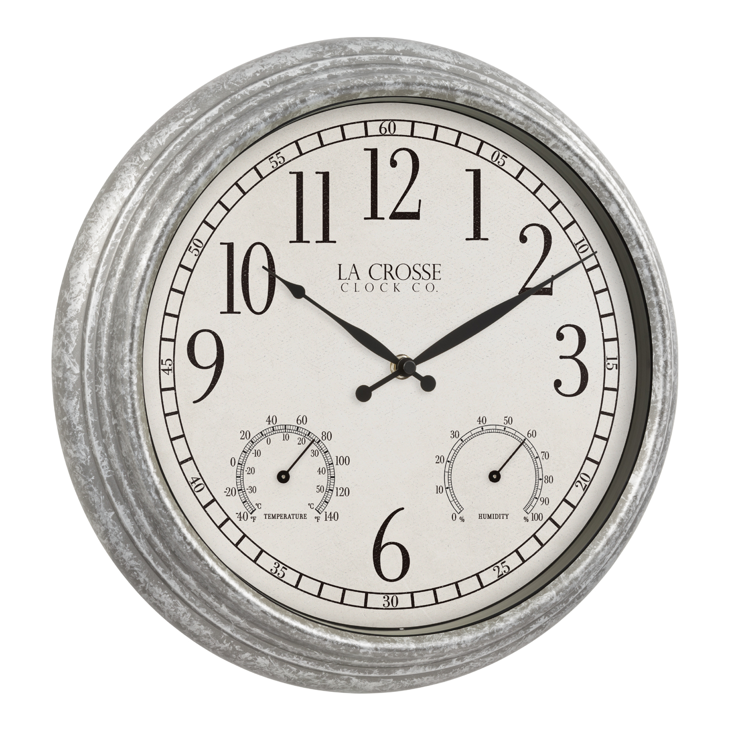 La Crosse Clock 14 inch Silas Indoor/Outdoor Galvanized Quartz Analog Wall Clock,  433-3236