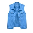 thumbnail image 3 of Capreze Women Denim Vest Solid Color Sleeveless Cropped Jacket Buttons Down Lapel Jean Vest Plus Size, 3 of 9