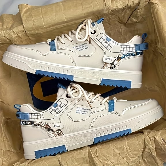 Men's Trendy Skate Shoes, Comfy Non Slip Lace Up Casual Street Style Sneakers For Men's Outdoor Activities