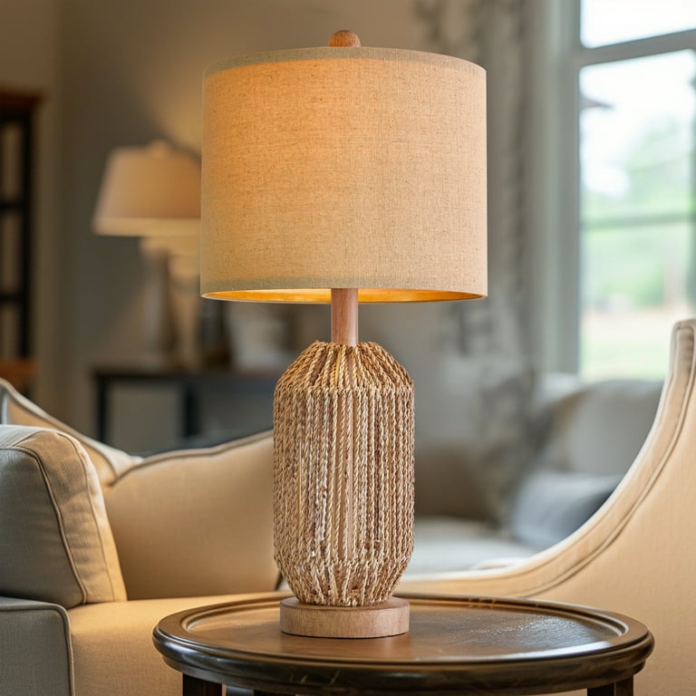 その他 ACME FURNITURE OUTDOOR LAMP NEW Clement Rattan Outdoor Lantern in Ivory - Rechargeable LED Table