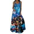 thumbnail image 1 of Daeful Robe Débardeur pour Femme, Robe d'Été à Imprimé Floral, Évasée, de Fin de Semaine, Encolure Carrée, Maxi, Été, 16#, Bleu, TG, 1 of 8