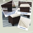 thumbnail image 4 of Outsunny 2 Pieces Wicker Outdoor Ottomans with Cushions, 3-in-1 PE Rattan Ottoman Seat, Footrest and Side Table for Backyard, Poolside, Beige, 4 of 9